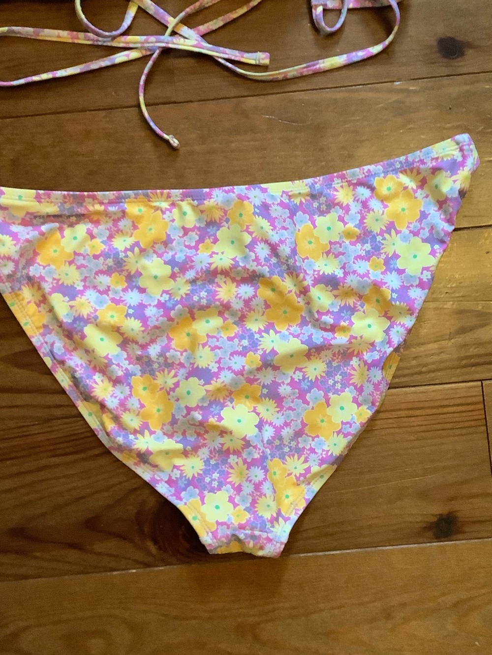 Pastel Floral Two-Piece Bikini Set in Yellow & Lavender - Picture 4 of 7